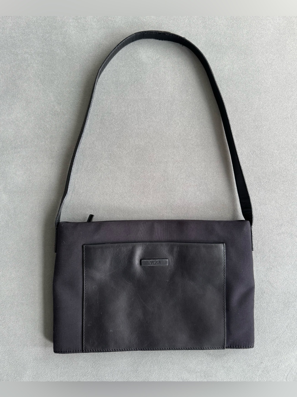 Vintage TUMI 05004 Black Leather Nylon Shoulder Bag Y2K